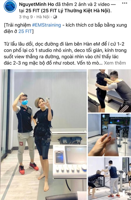 Chị Hồ Nguyệt Minh thích thú với công nghệ EMS từ những buổi tập đầu tiên