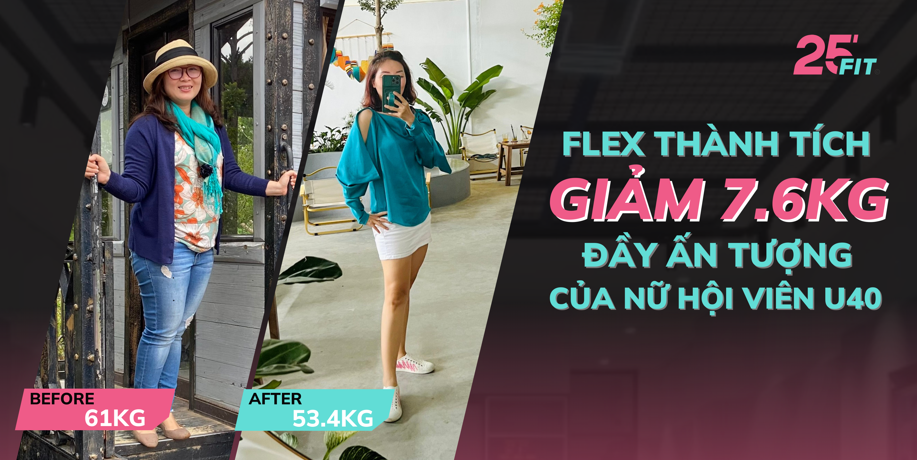 Flex thành tích giảm 7.6kg đầy ấn tượng của nữ hội viên U40