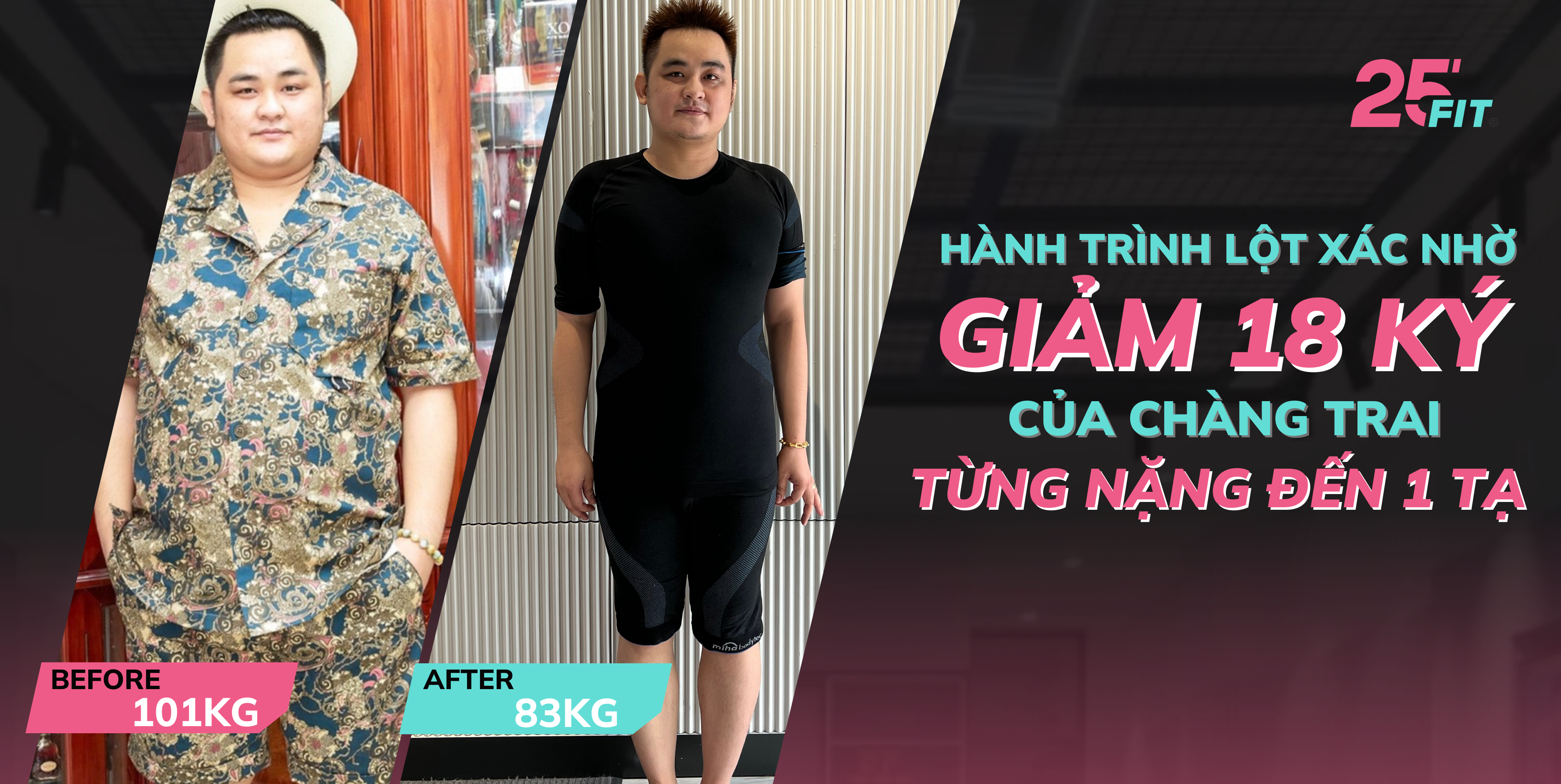 Lột xác ngoạn mục giảm 18 ký, đổi size 3XL xuống M cùng 25 FIT