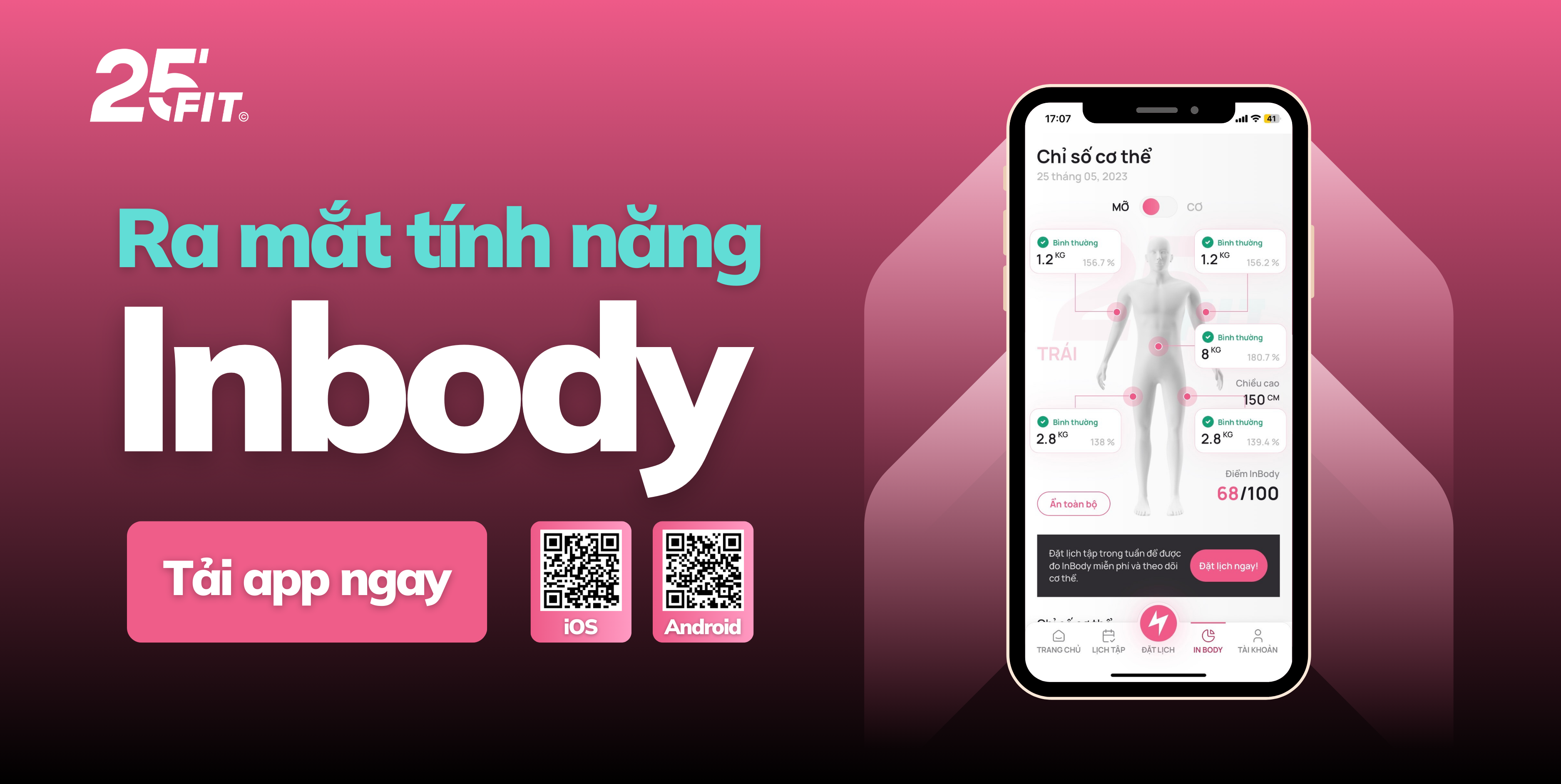 [App 25 FIT phiên bản 2023] Chính thức ra mắt tính năng Inbody